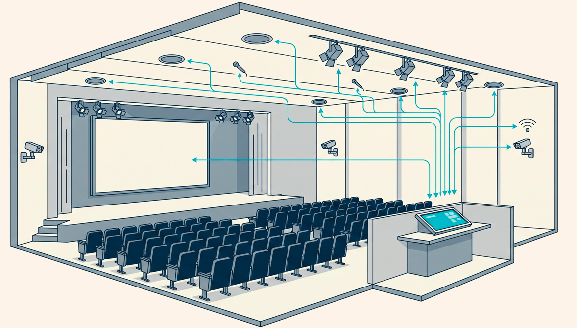 Automated AV environment for a professional auditorium